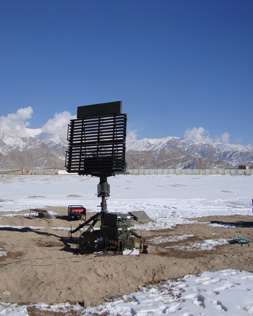 BEL Low Level Lightweight Radar radome hardware, deployed in high-altitude terrain